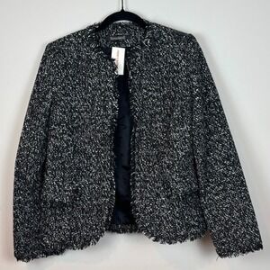 Supply & Demand Womens‎ Deadstock Black Textured Tweed Open Front Blazer SZ SM